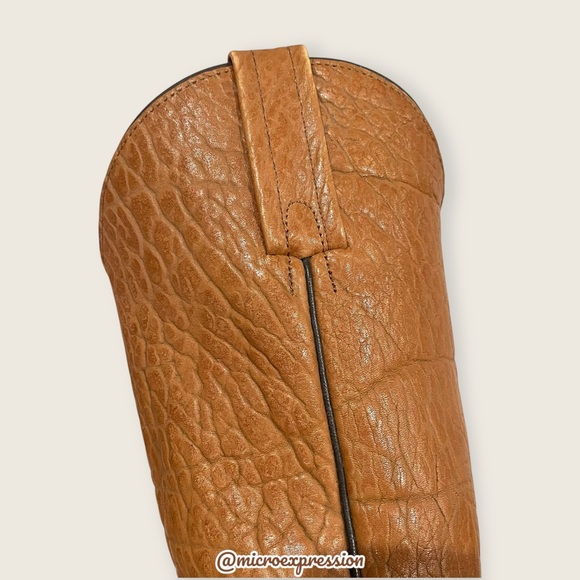 1980s VINTAGE Frye Grainy Tan Brown Leather Pull On Western Boho Cowboy Boot - Picture 11 of 15